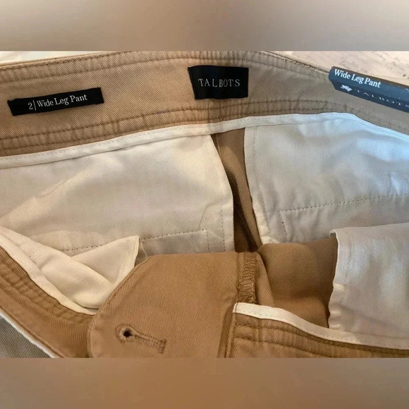 Talbots Wide Leg High Waist Full Length Cotton/Spandex Career Pant Tan Women’s 2 - Picture 4 of 11